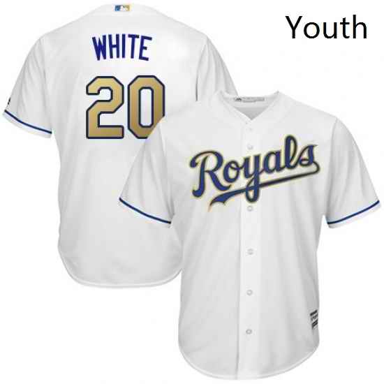 Youth Majestic Kansas City Royals 20 Frank White Replica White Home Cool Base MLB Jersey